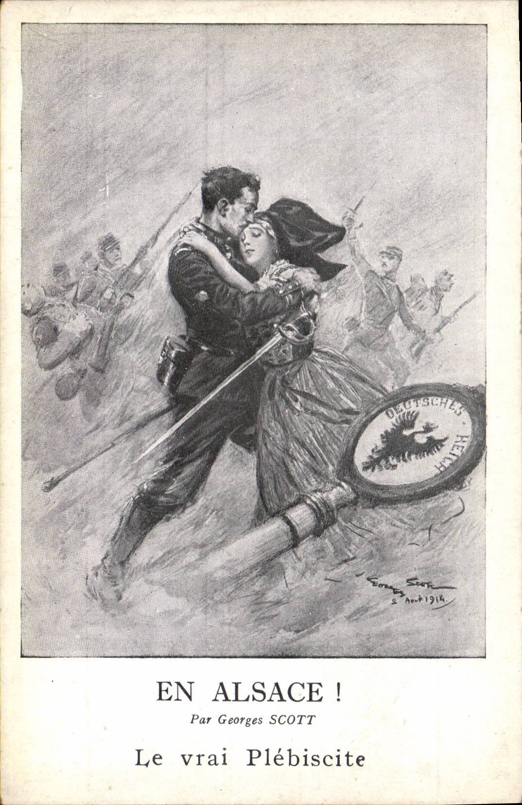 CPA Folklore Alsace En Alsace par Georges Scott Le vrai plebiscite