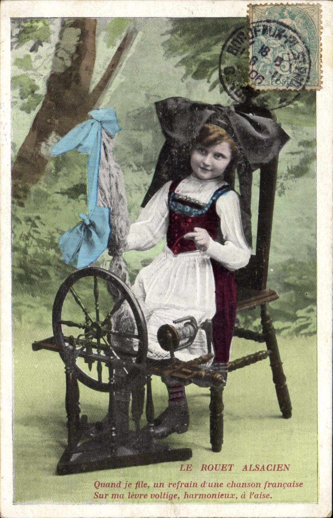 CPA Folklore Alsace Le Rouet alsacien Enfant