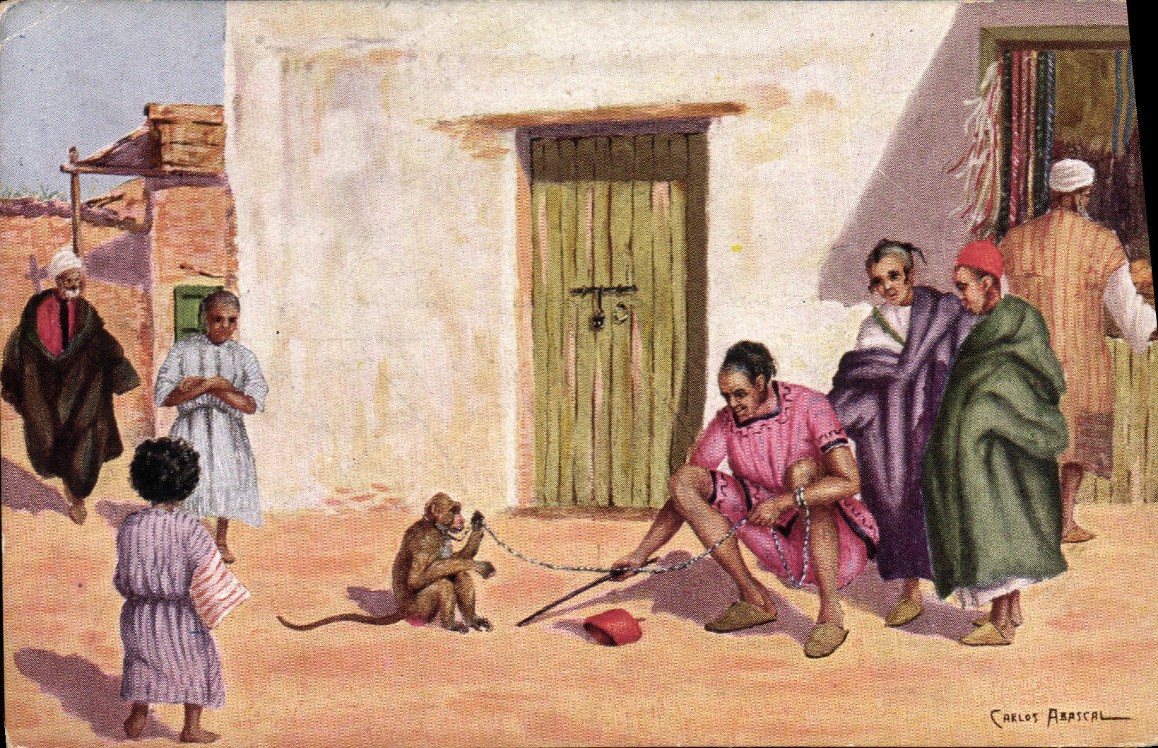 CPA Fantaisie Orientalisme Maroc le montreur de singes