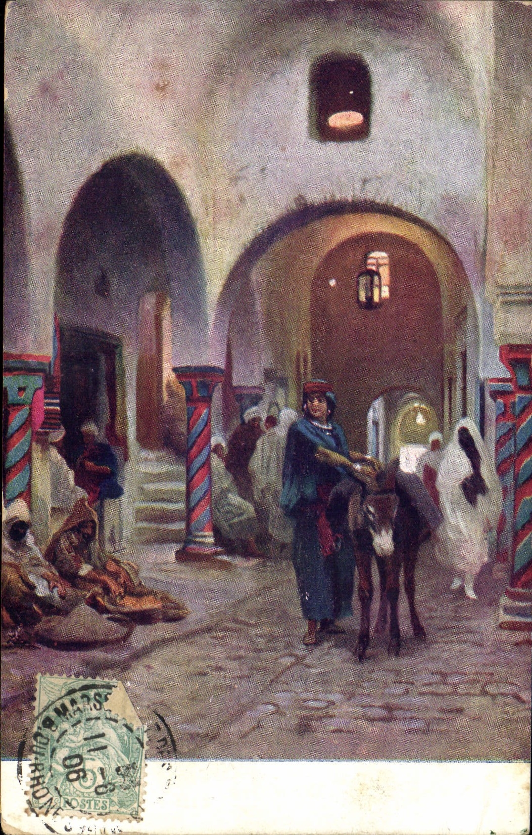 CPA Fantaisie Orientalisme Scene de rue Ane Mule