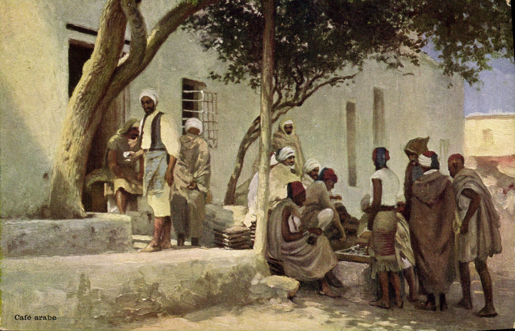 CPA Fantaisie Orientalisme Cafe arabe