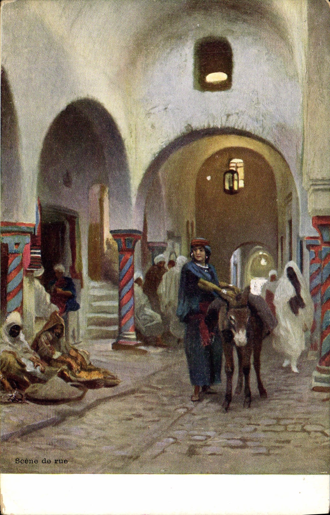 CPA Fantaisie Orientalisme Scene de rue Ane Mule