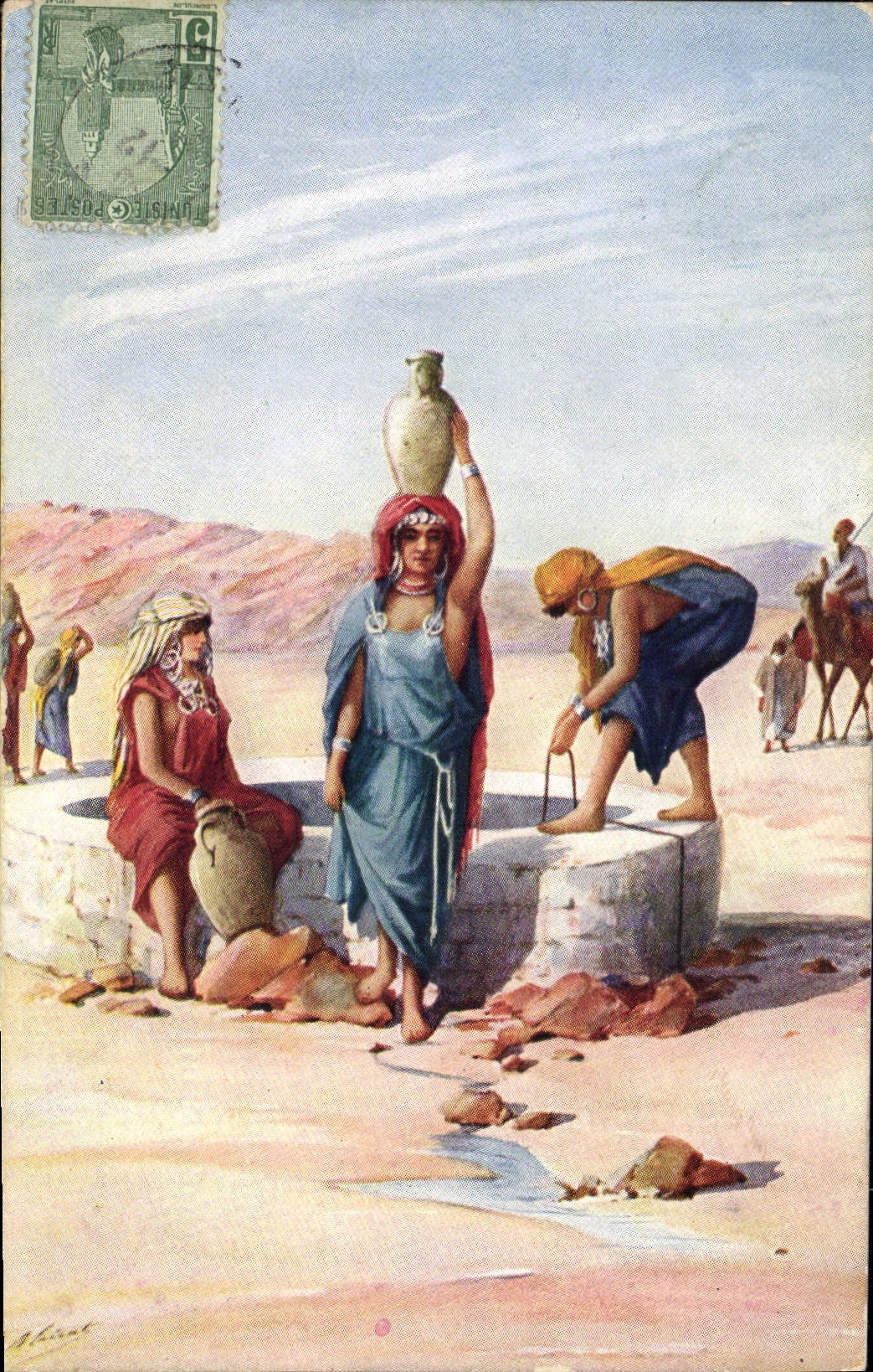 CPA Fantaisie Orientalisme Femme Porteuse d'eau