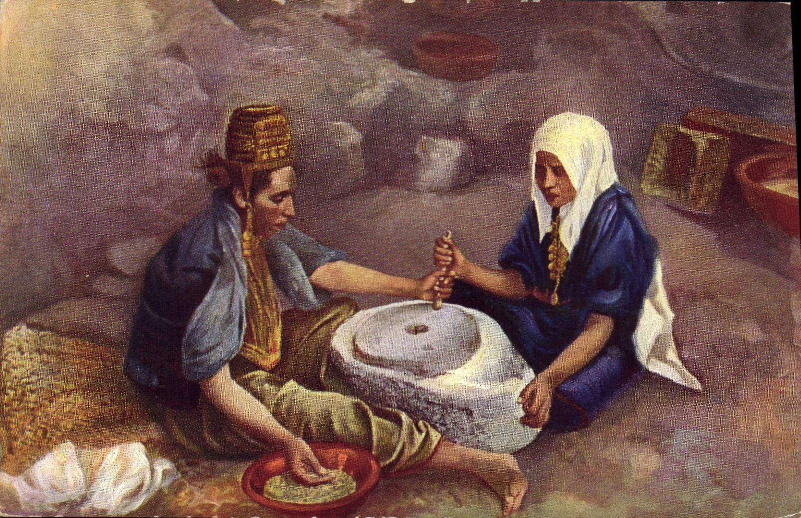 Vintage Postcard Imagination Orientalism Women with the mill