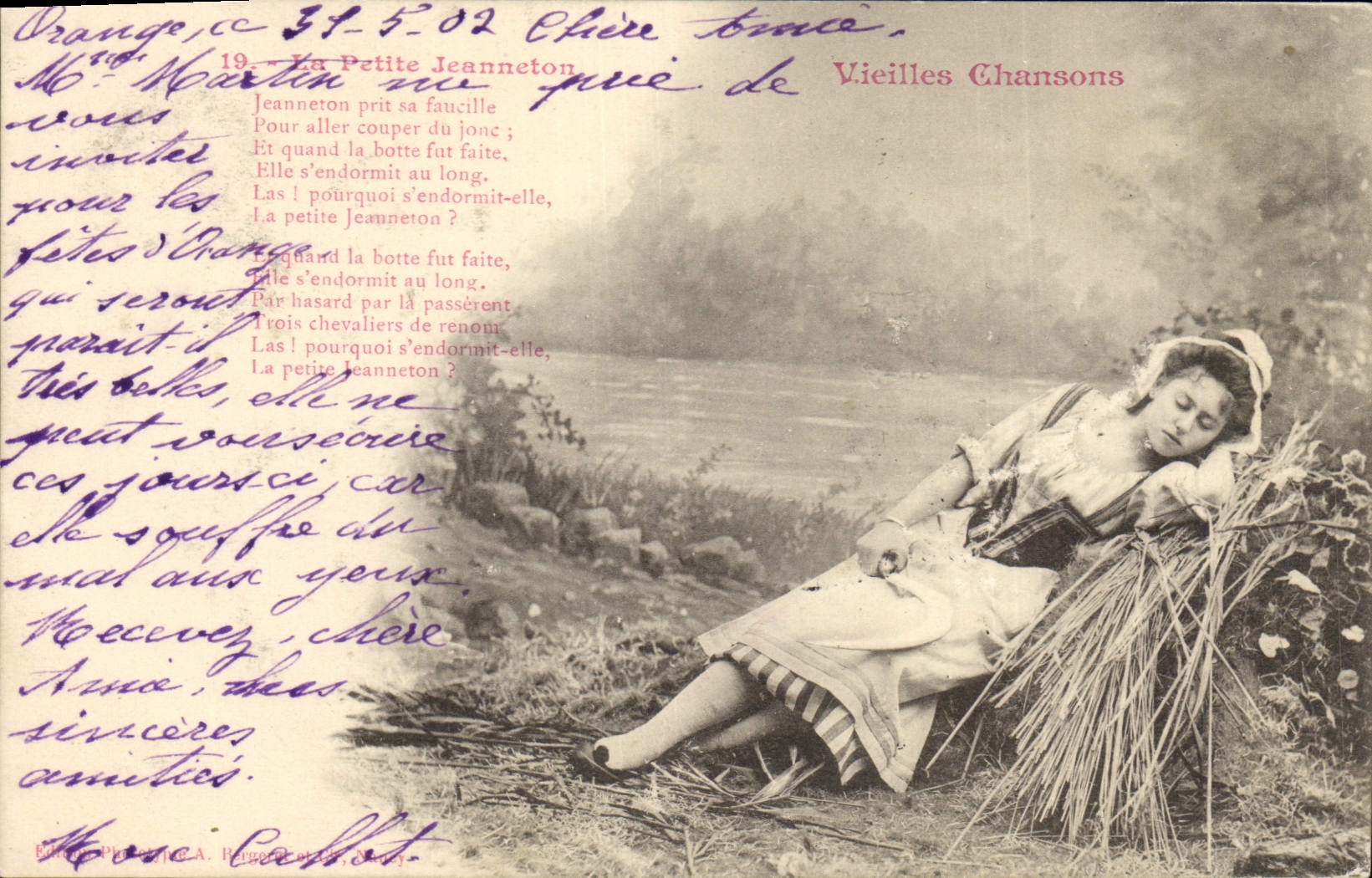Vintage Postcard Imagination Old women songs small Jeanneton