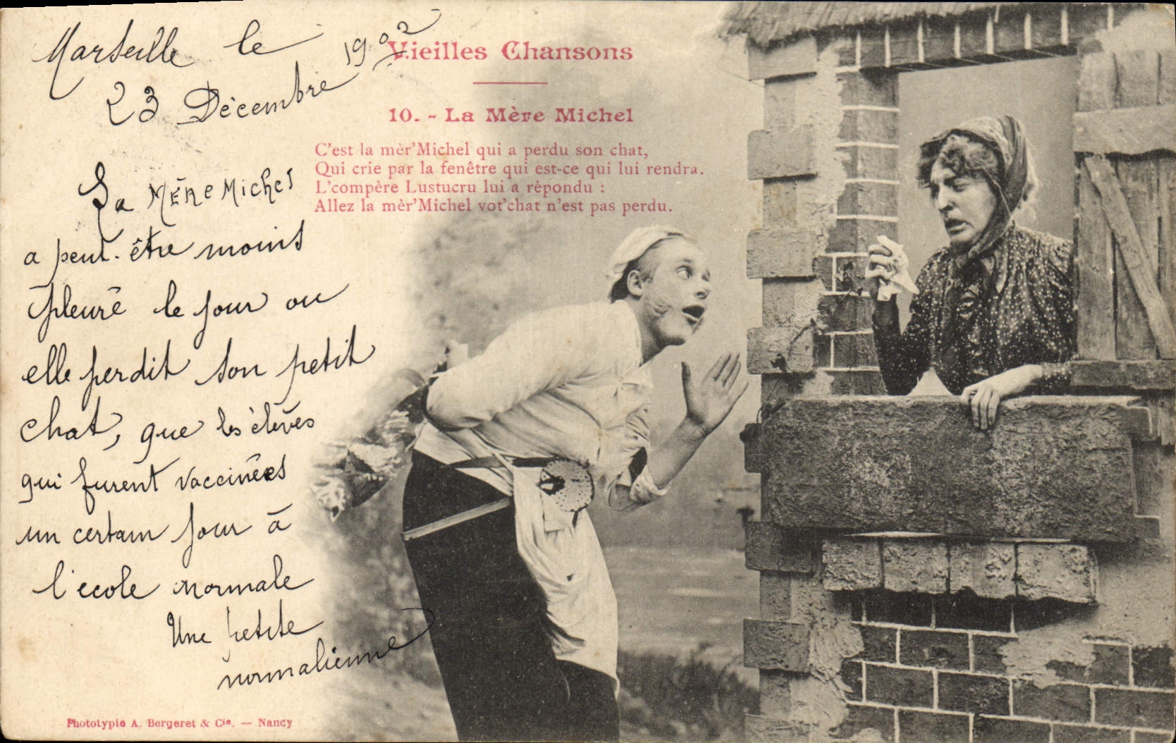 Vintage Postcard Imagination Old women songs the Mother Michel