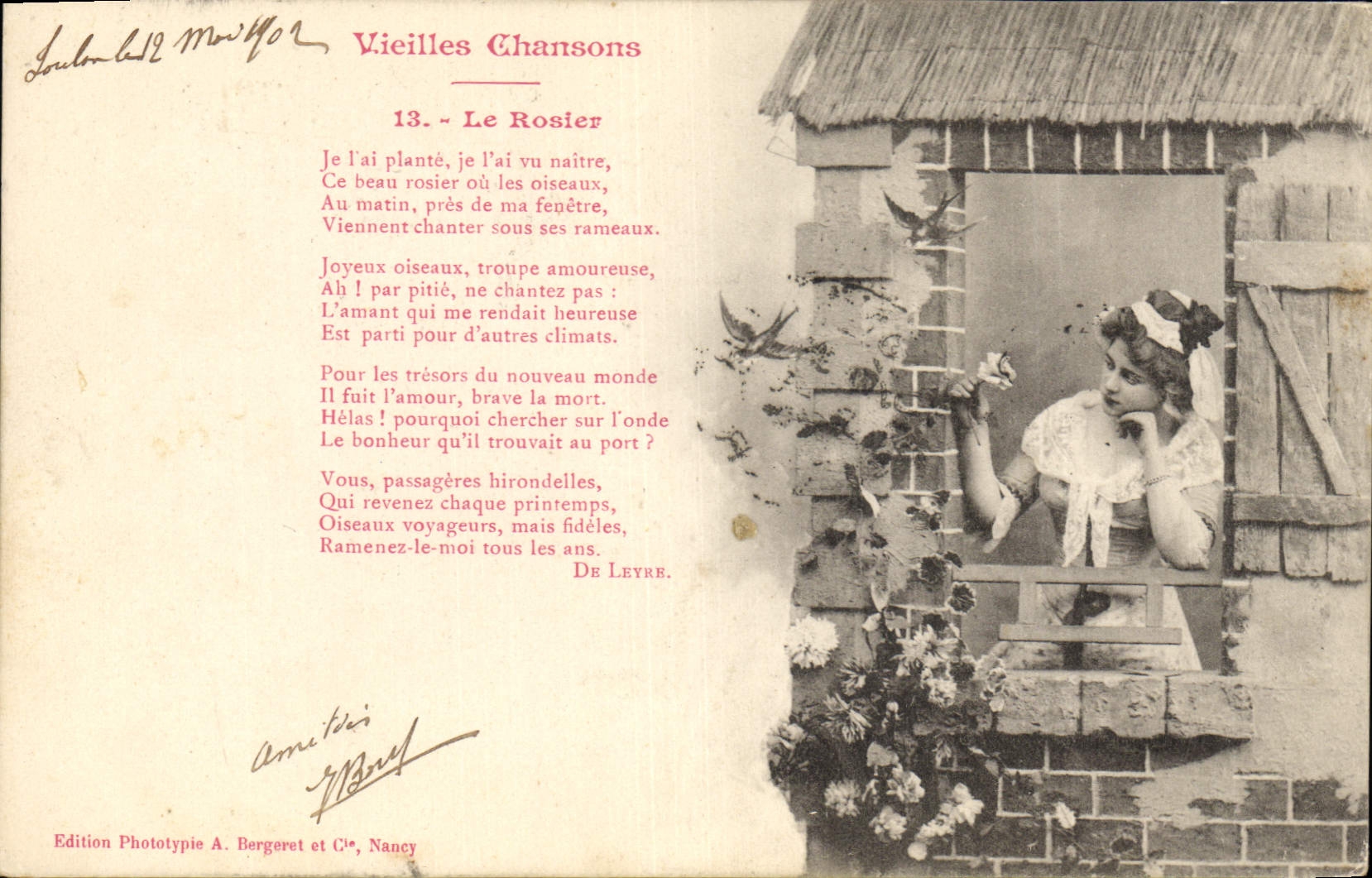 Vintage Postcard Imagination Old women songs the rose tree