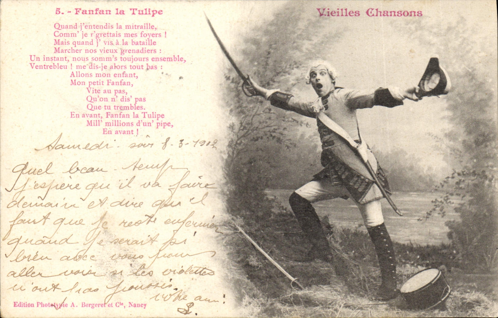 CPA Fantaisie Vieilles chansons Fanfan la Tulipe