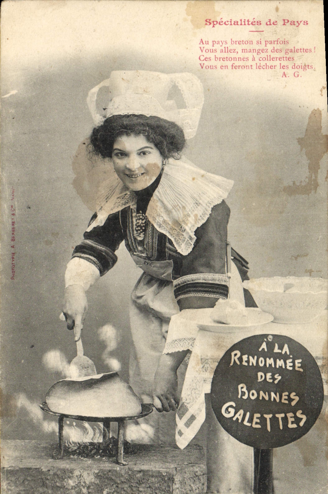 Vintage Postcard Imagination Specialities of country Good Brittany wafers