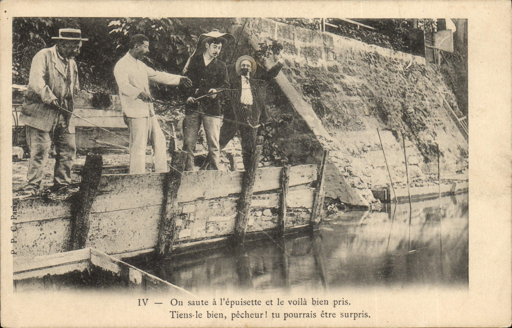 Postal Pesca Pecador se salta se tiene el achicador y el aquí bien tomada