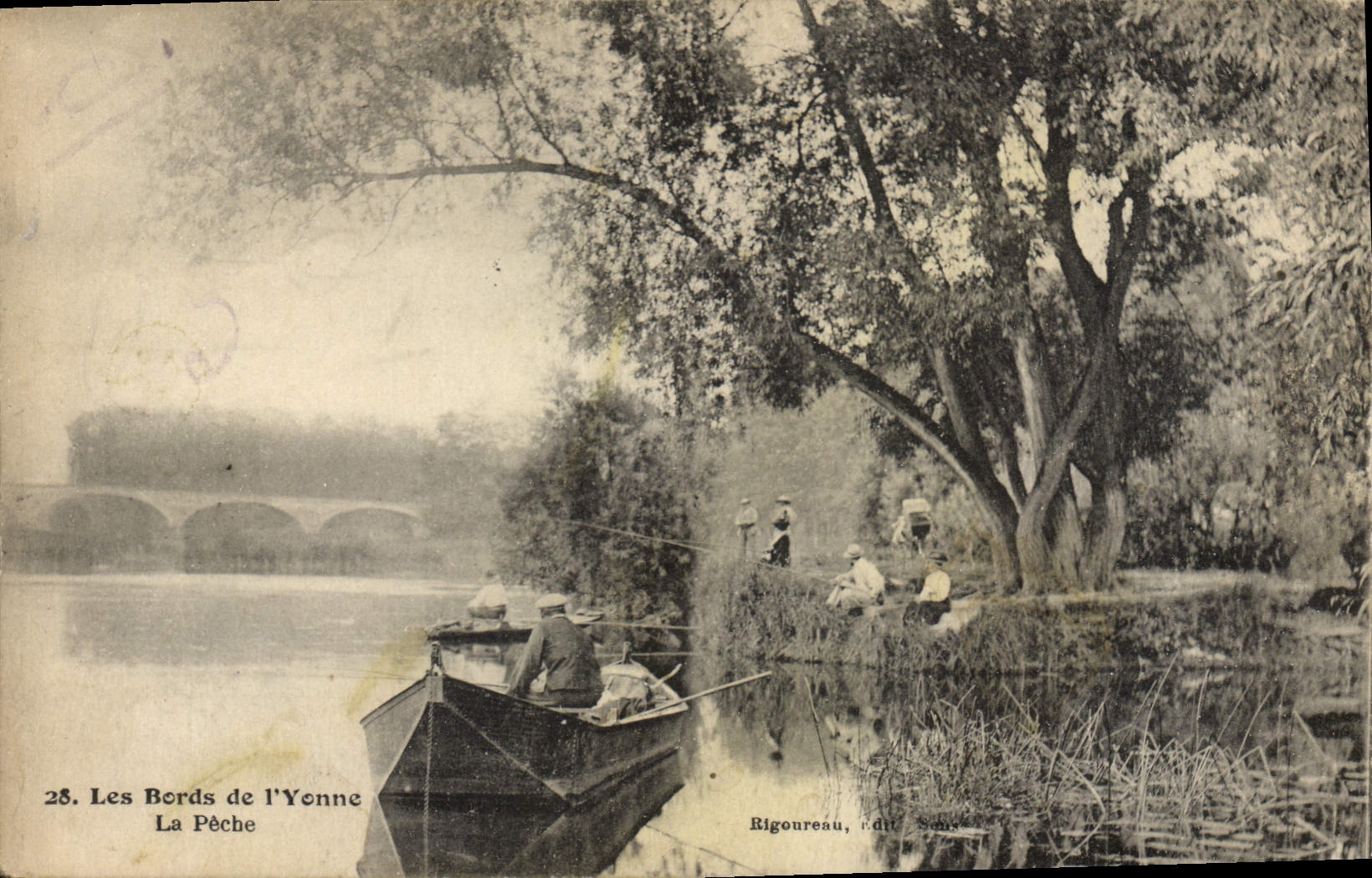 Postal Pesca Pecador las orillas de Yonne