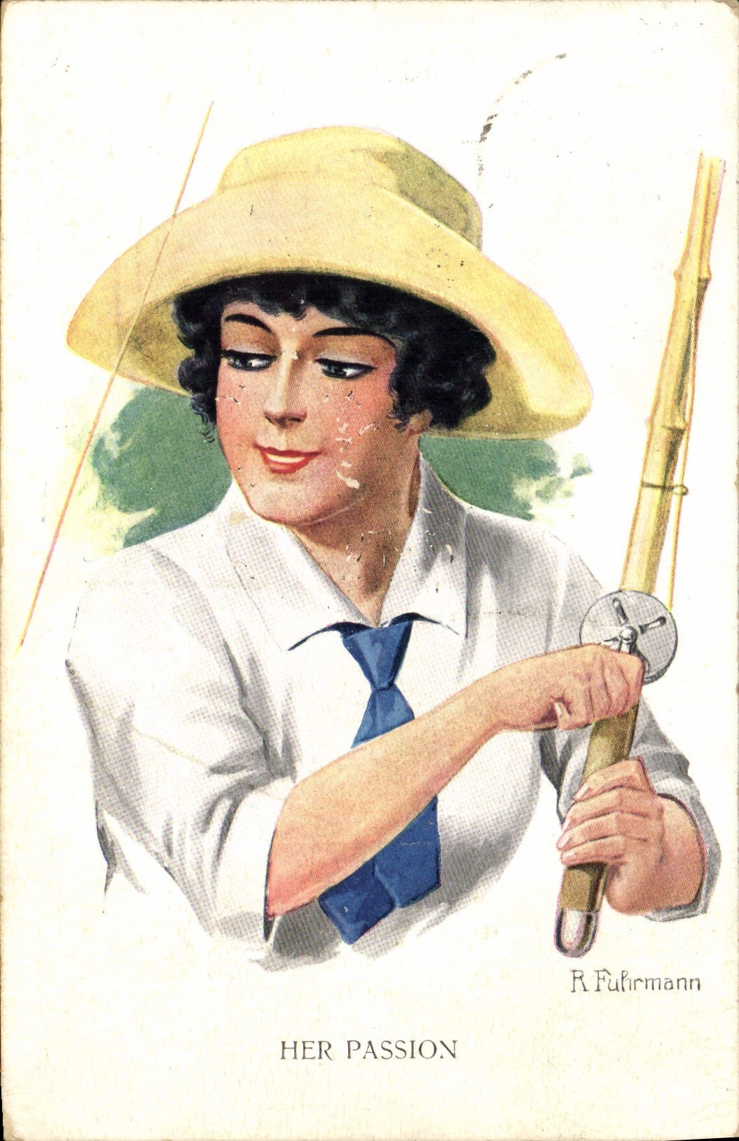 Postal Pesca Pecador Mujer Her pasión