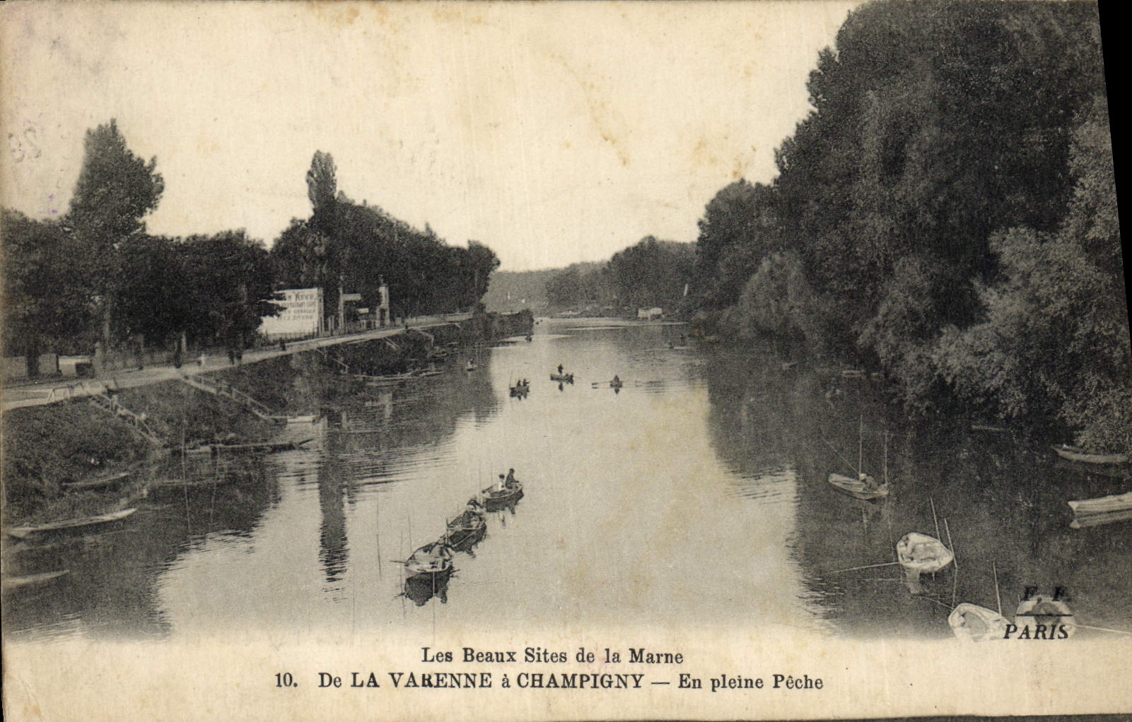 Postal Pesca Pecador de Varenne a Champigny en plena pesca