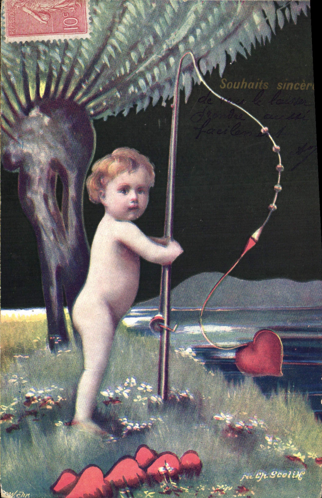 Postal Pesca Pecador Niño