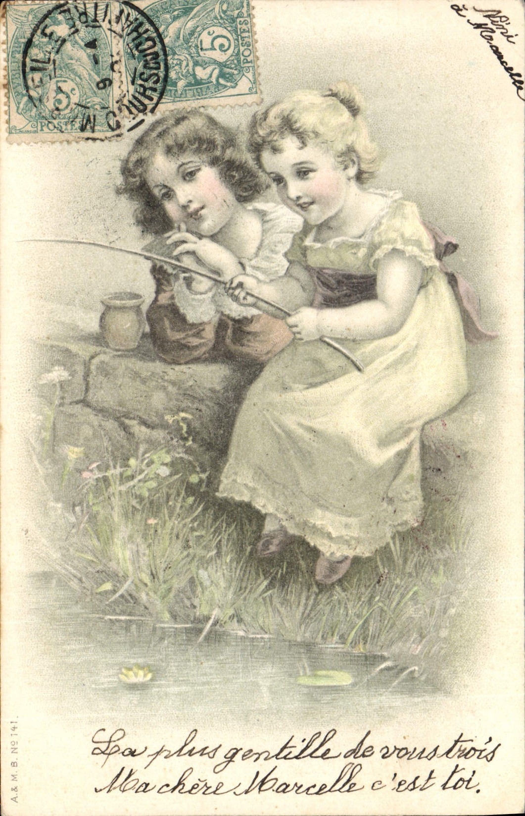 Postal Pesca Pecador Niños