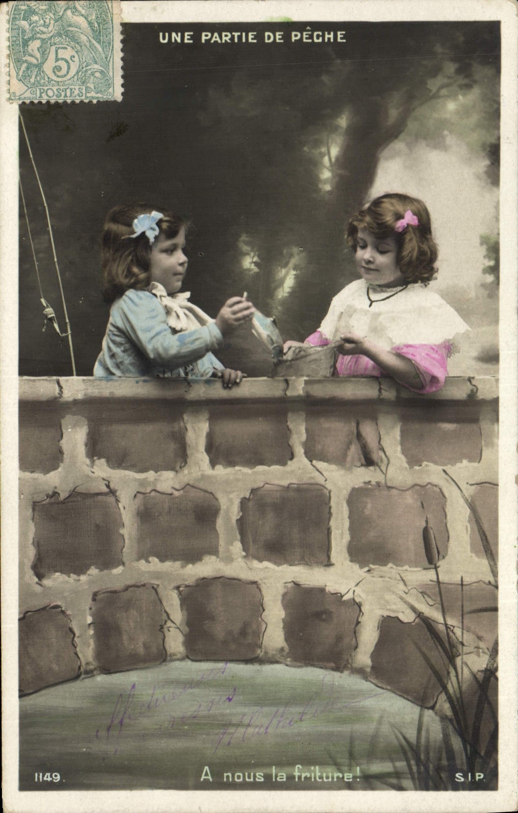 Postal Pesca Pecador Niños una salida de pesca A nosotros el chisporroteo