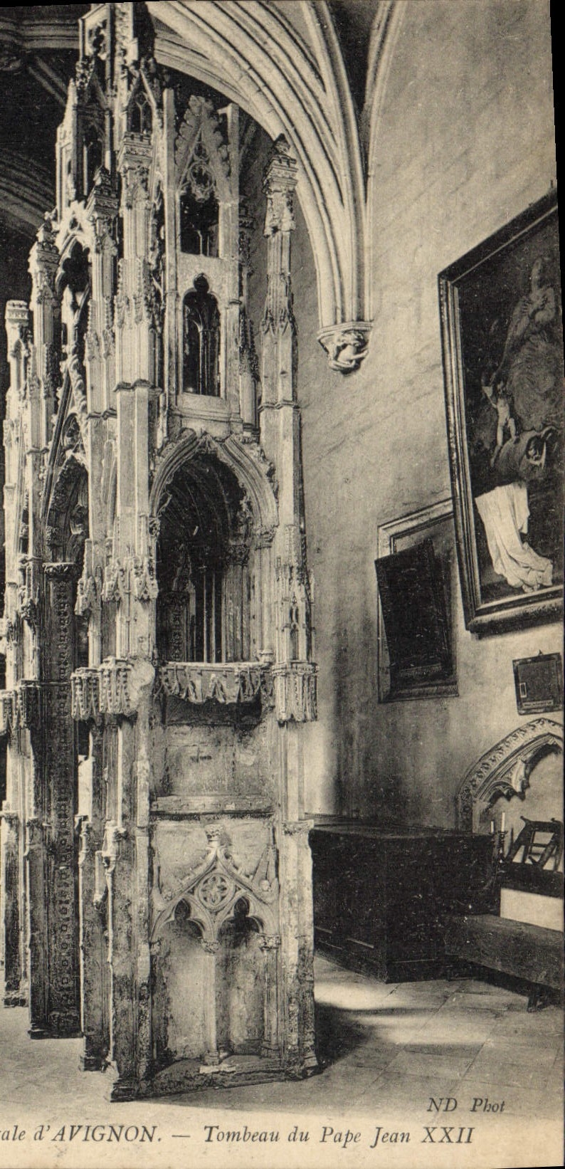 Vintage Postcard Dead Cathedral of Avignon Tomb of the pope John XXII