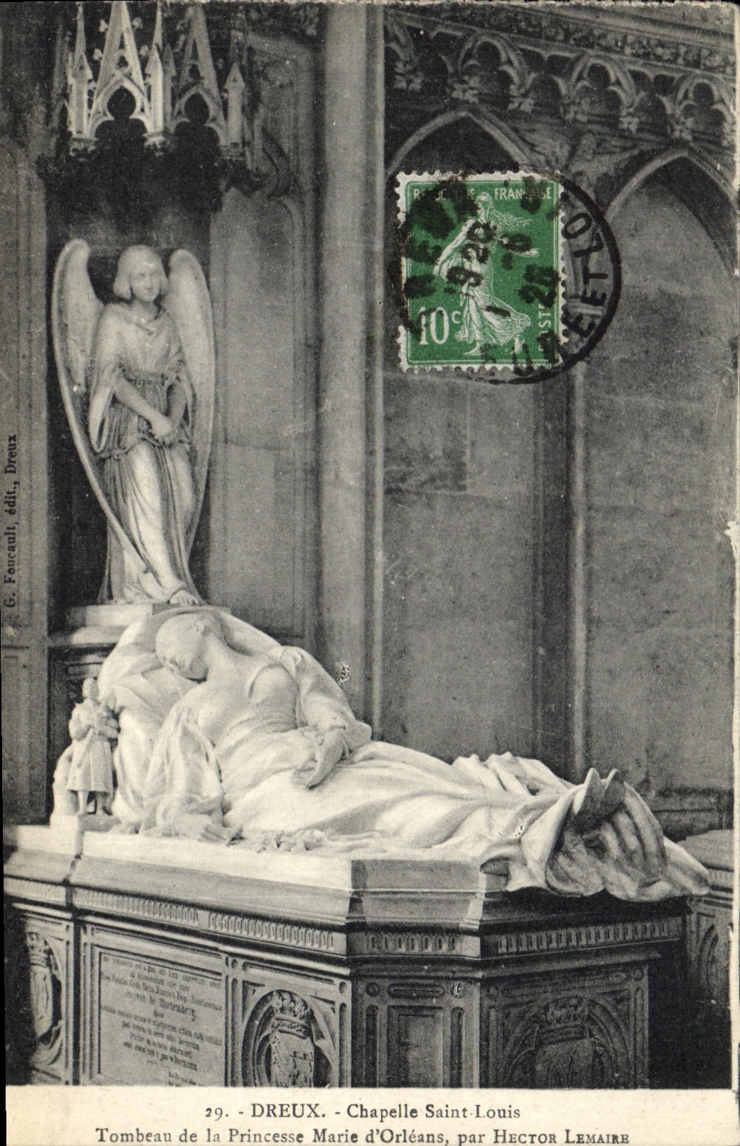 Postal Muerte Dreux Capilla San Luis Tumba de la princesa Marie de Orleans por Hector Lemaire