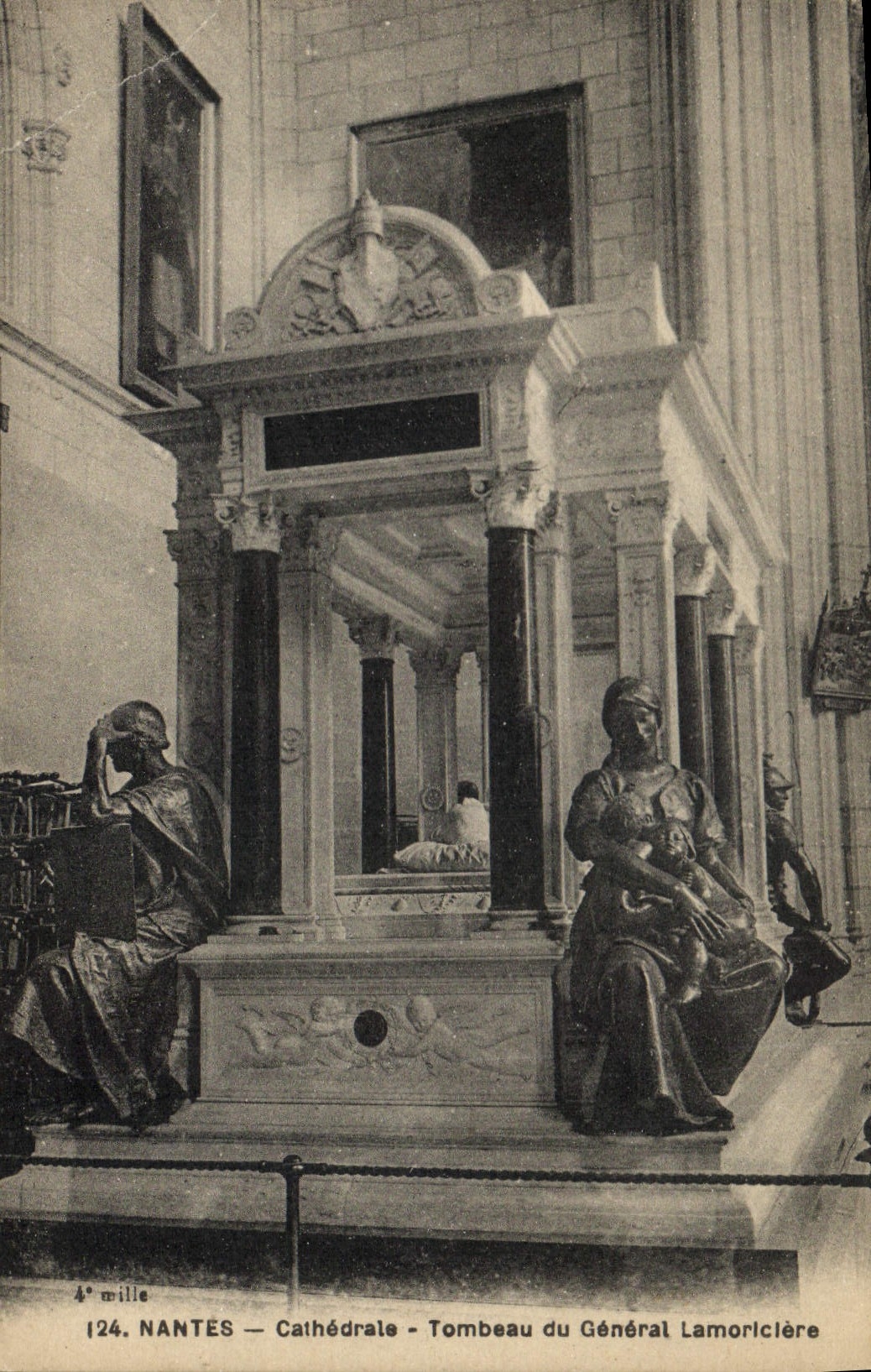 Vintage Postcard Dead Cathedral Nantes Tomb of General Lamoriciere