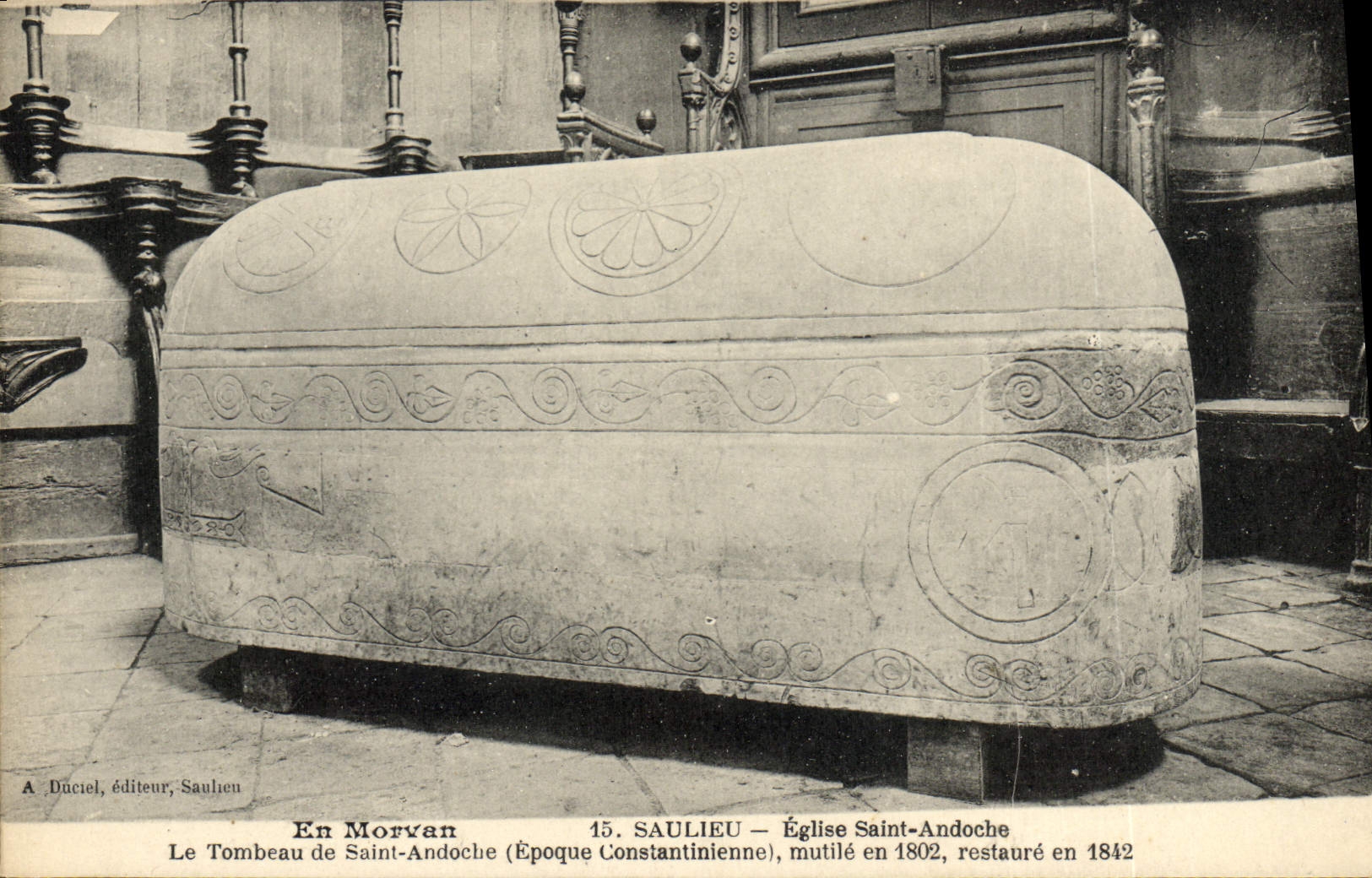 Vintage Postcard Died In Holy Morvan Saulieu Church Andoche the tomb of Andoche Saint