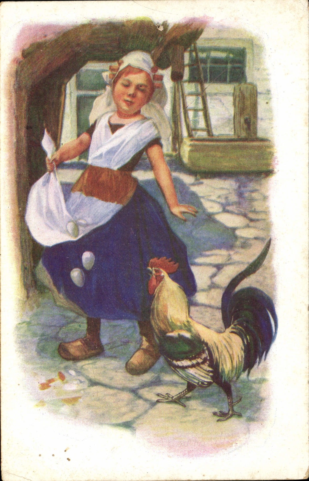 CPA Coq Enfant Folklore