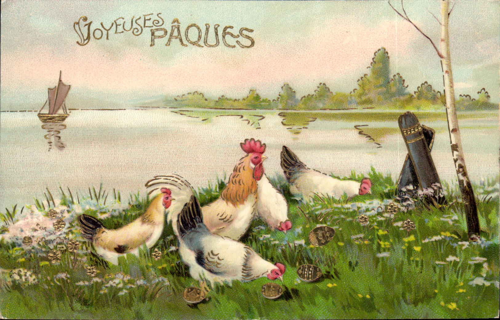 CPA Coq Paques Poules