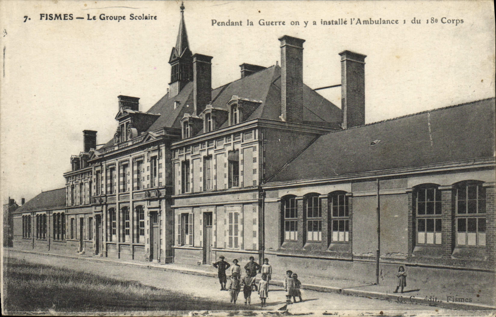 Postal Salud Militaria Fismes durante la guerra se tiene se instala la ambulancia 1 del 18.o cuerpo