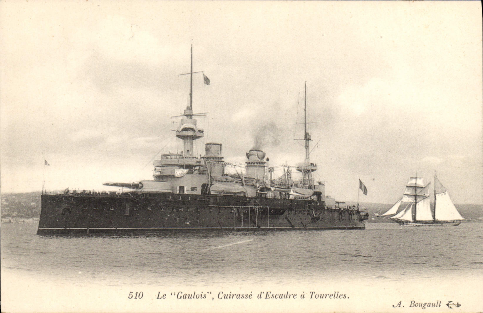 Vintage Postcard Bateau the Gallic one Armours squadron has turrets