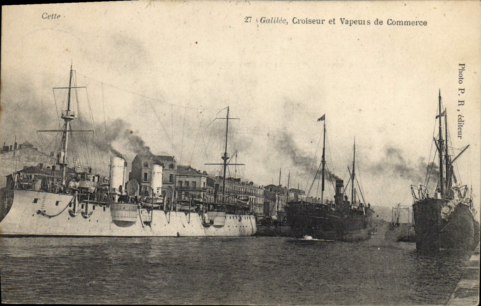 Postal Barco Galilea Crucero y vapor de comercio esta