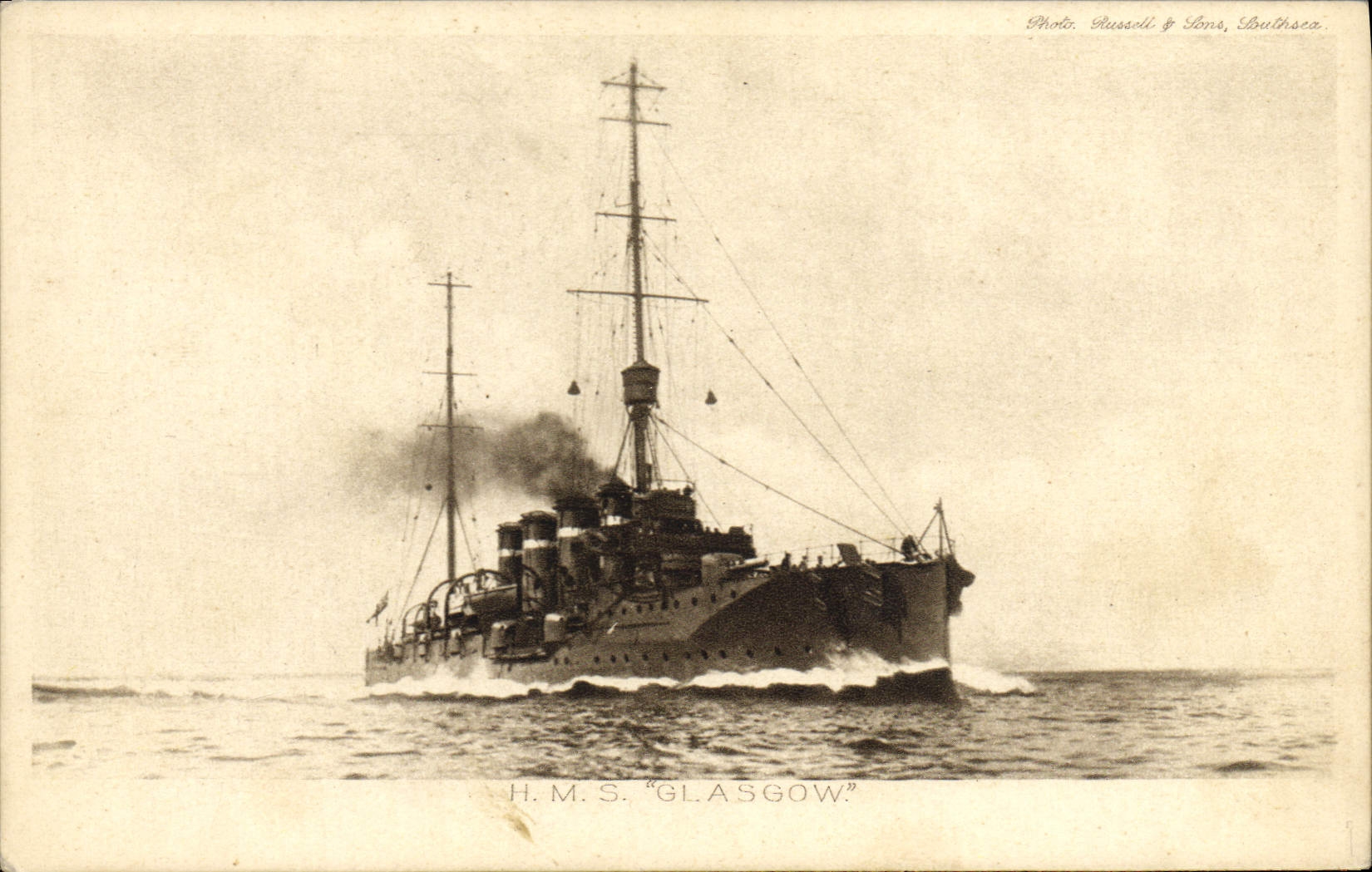 Vintage Postcard Boat HMS Glasgow