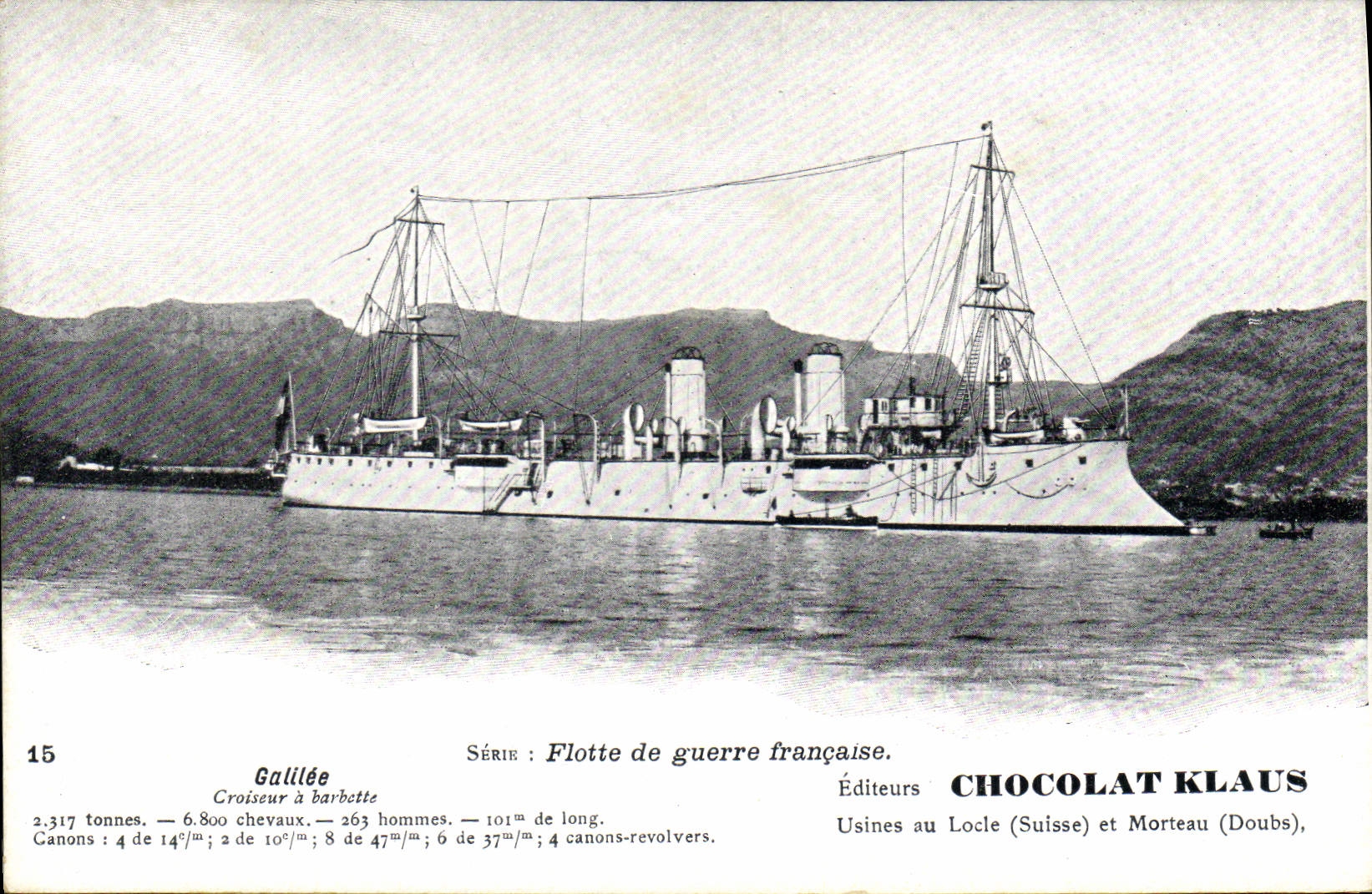 Vintage Postcard Bateau Galileo Croiseur has barbette