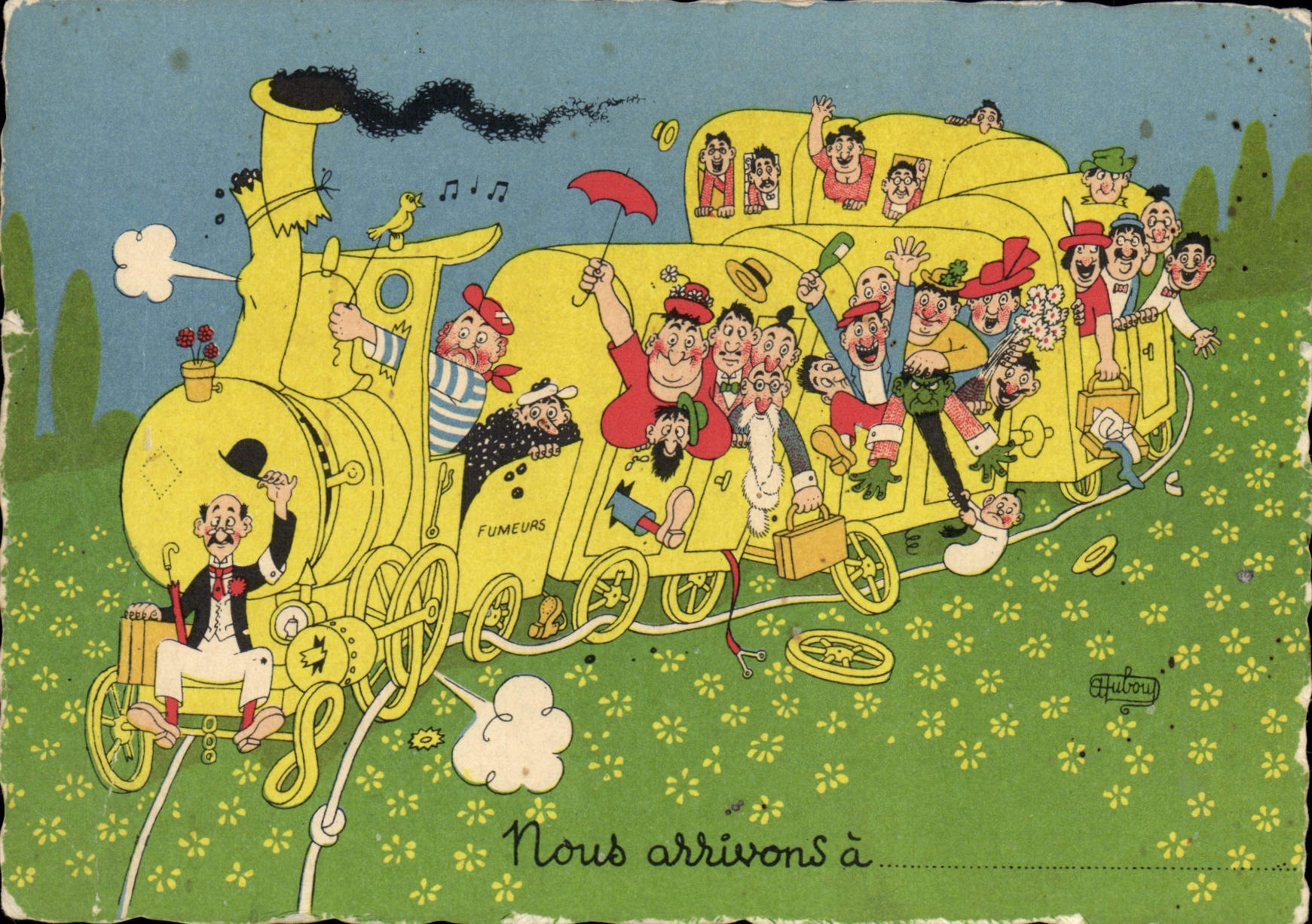 CPM Humour Nous arrivons Train