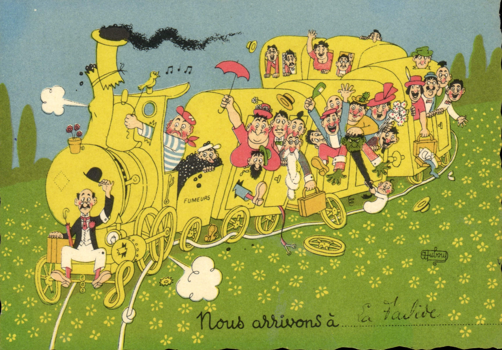 CPM Humour Nous arrivons Train
