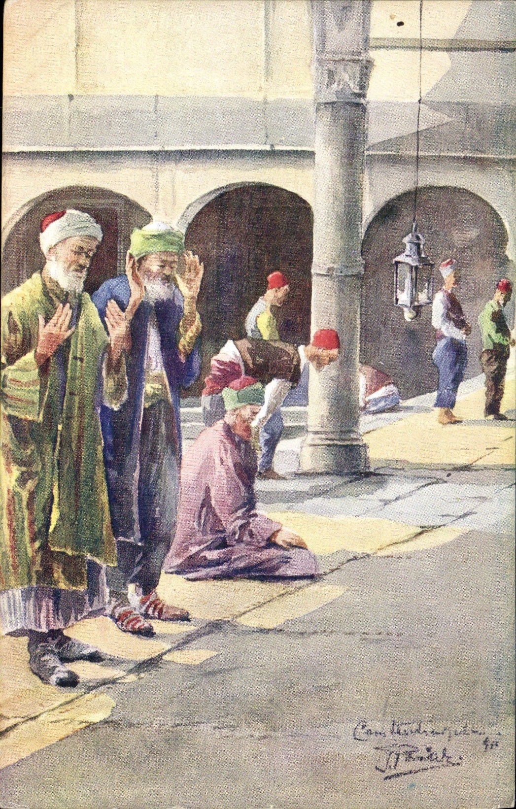 CPA Fantaisie Orientalisme Musulmans en priere 