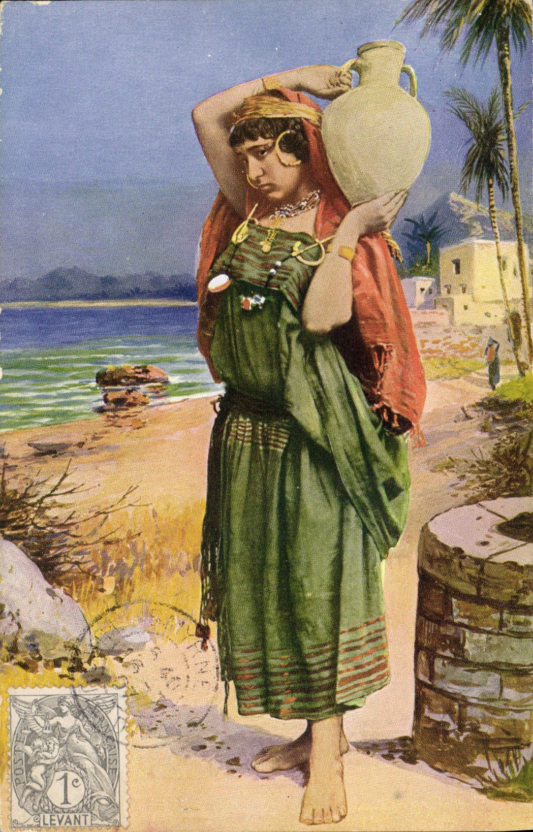 CPA Fantaisie Orientalisme Porteuse d'eau bedouine