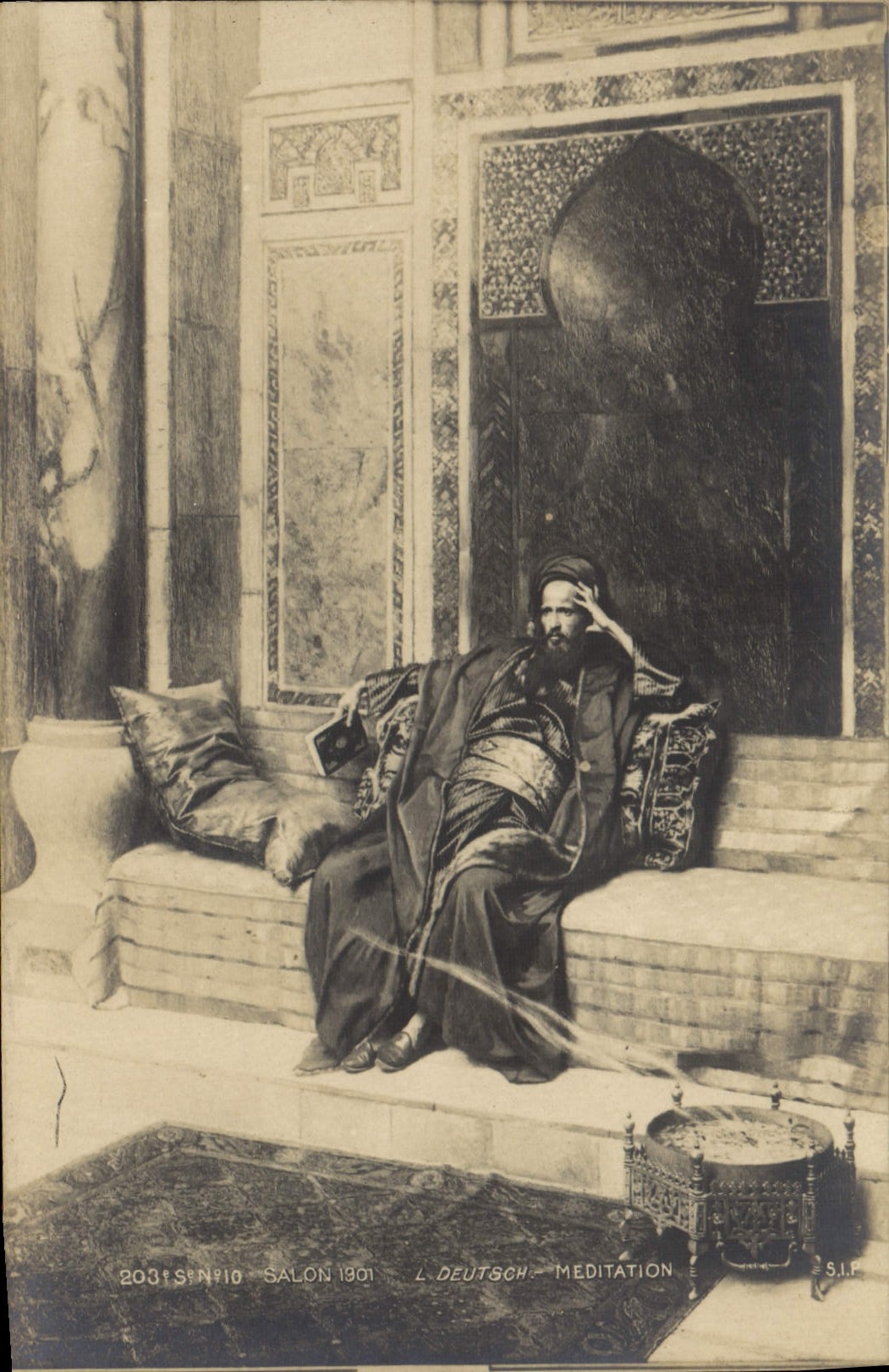 CPA Fantaisie Orientalisme Salon 1901 Deutsch Meditation