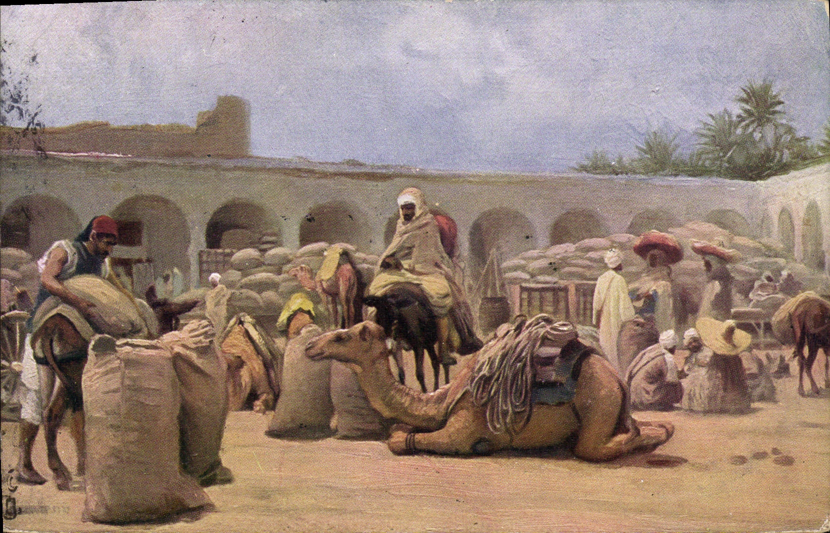 CPA Fantaisie Orientalisme Caravanserai