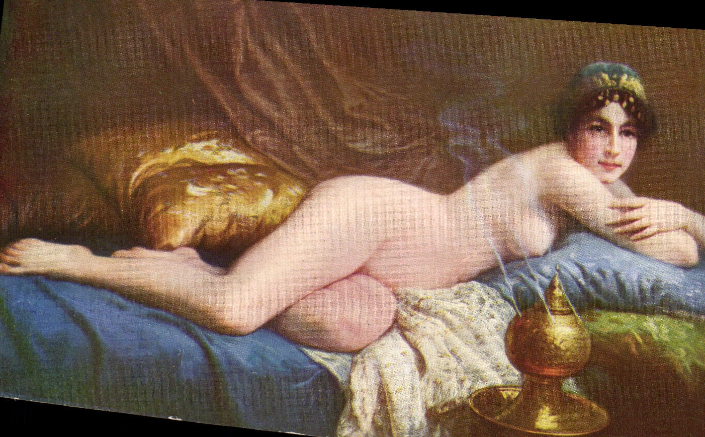 CPA Fantaisie Orientalisme Salon de Paris Parfum