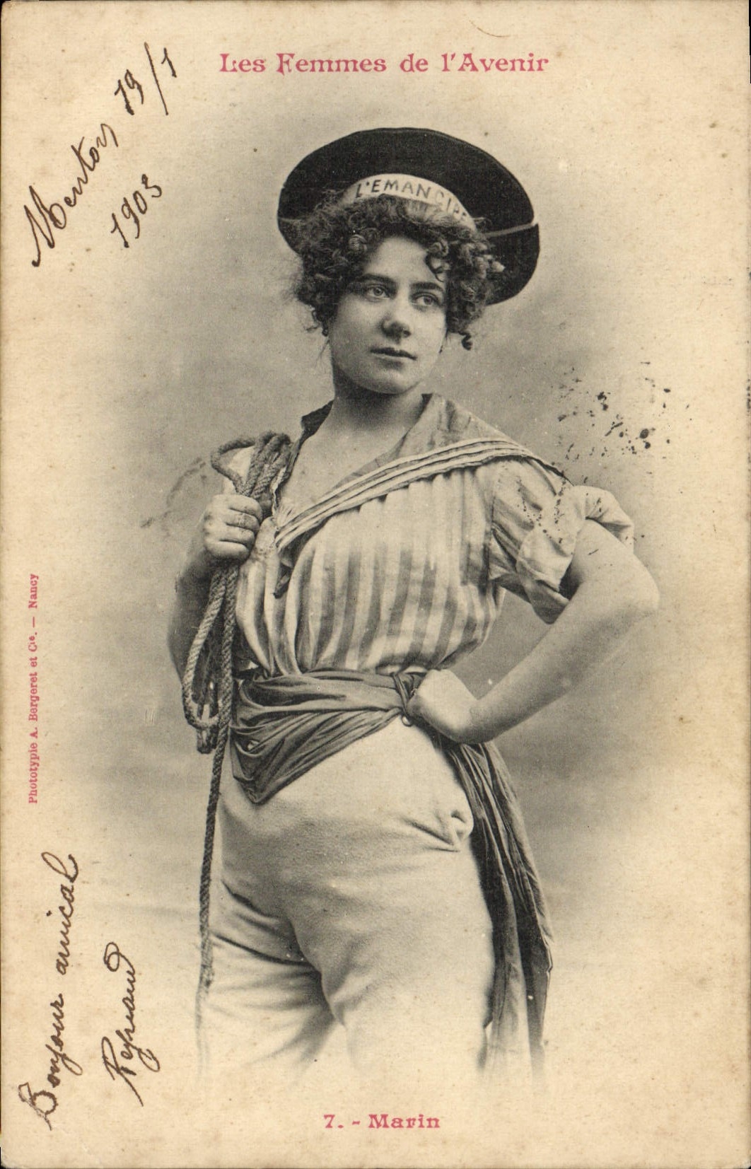 Vintage Postcard Imagination Woman women of the Marine future