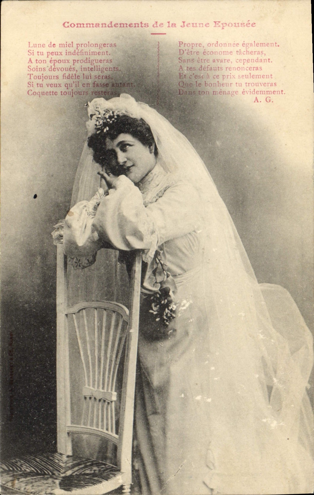 Vintage Postcard Imagination Woman Commands of the Young person Epousee Marriage