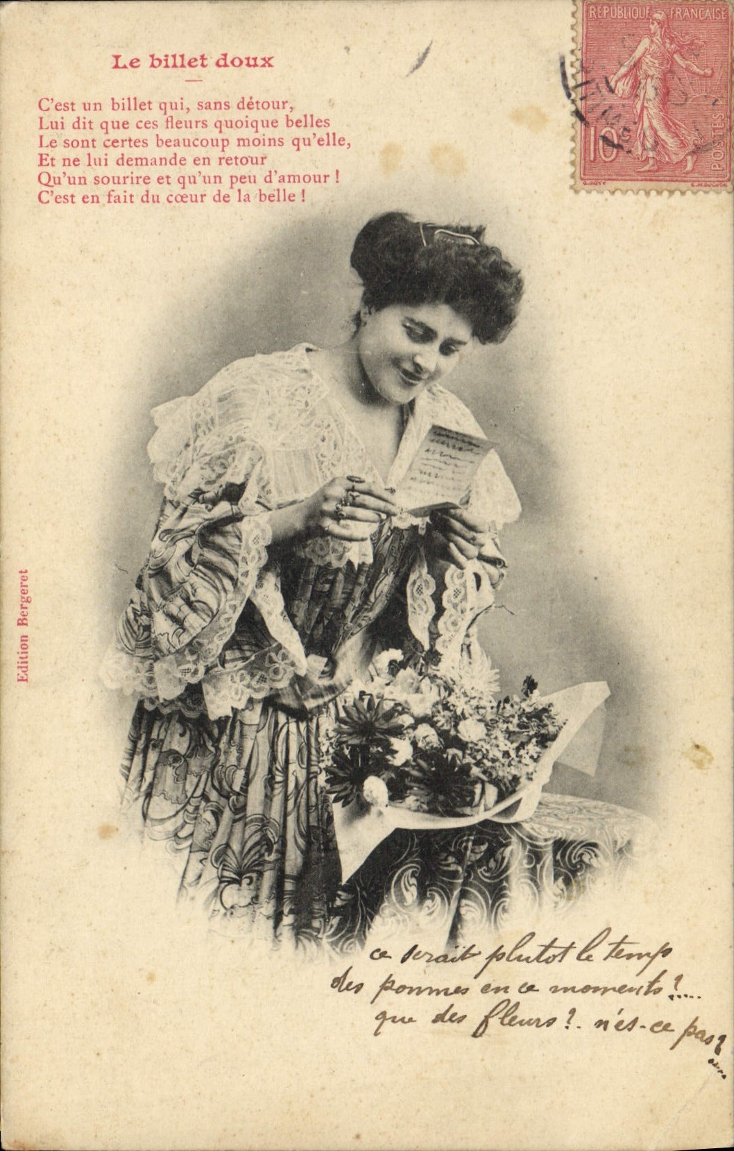 Vintage Postcard Imagination Woman the love letter
