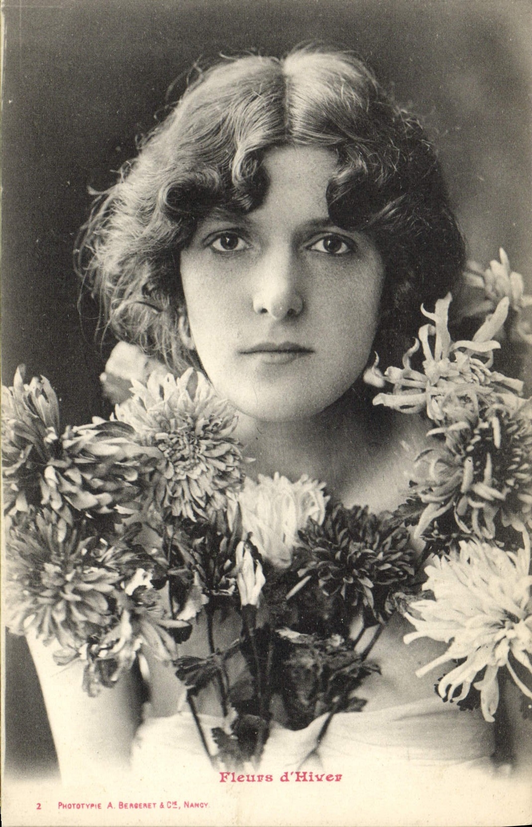 Vintage Postcard Imagination Woman Flowers of winter