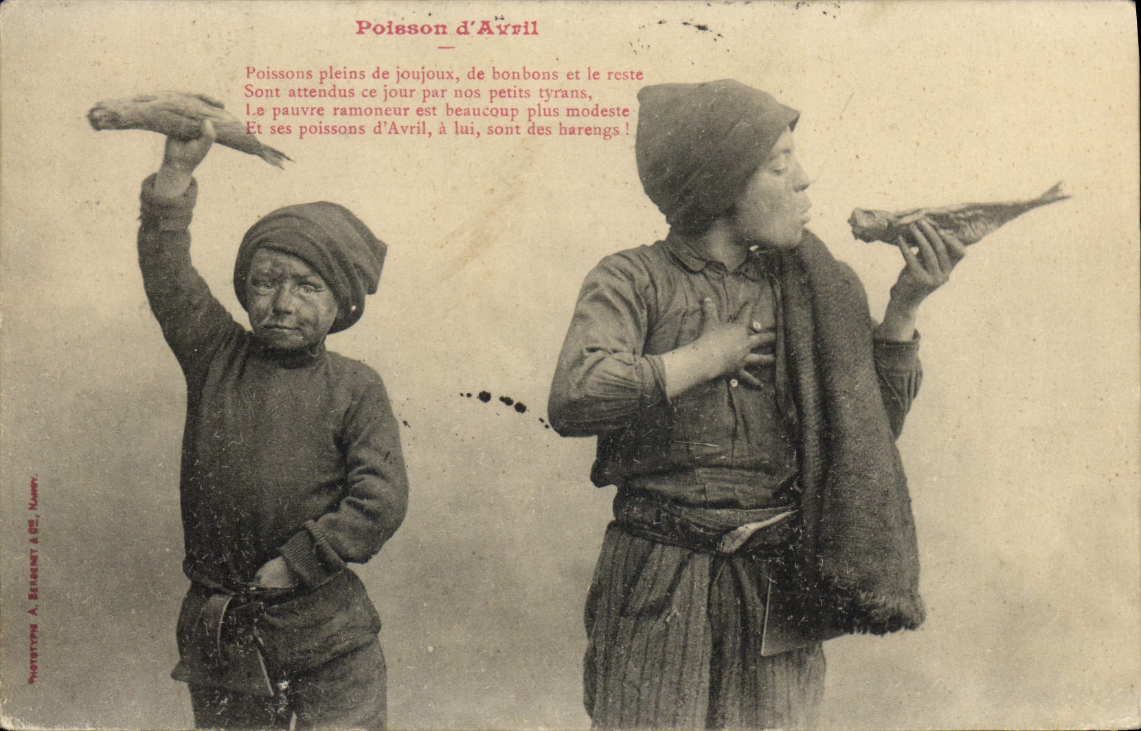 CPA Fantaisie Enfant Poisson d'avril