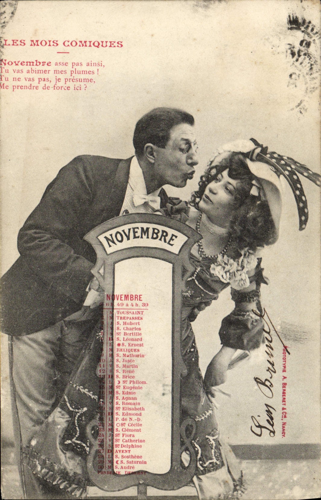 Vintage Postcard Imagination Woman comic months November