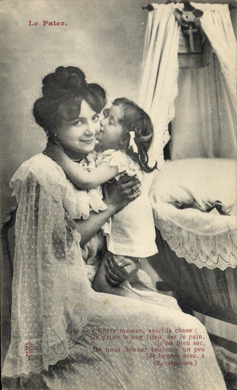 Vintage Postcard Imagination Child Woman the Lord's Prayer