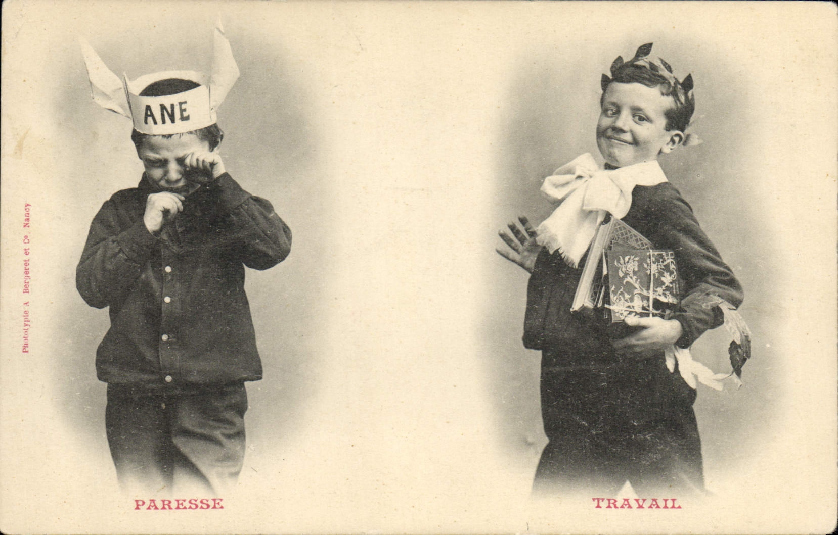 Vintage Postcard Fantaisie Children Lazes Work