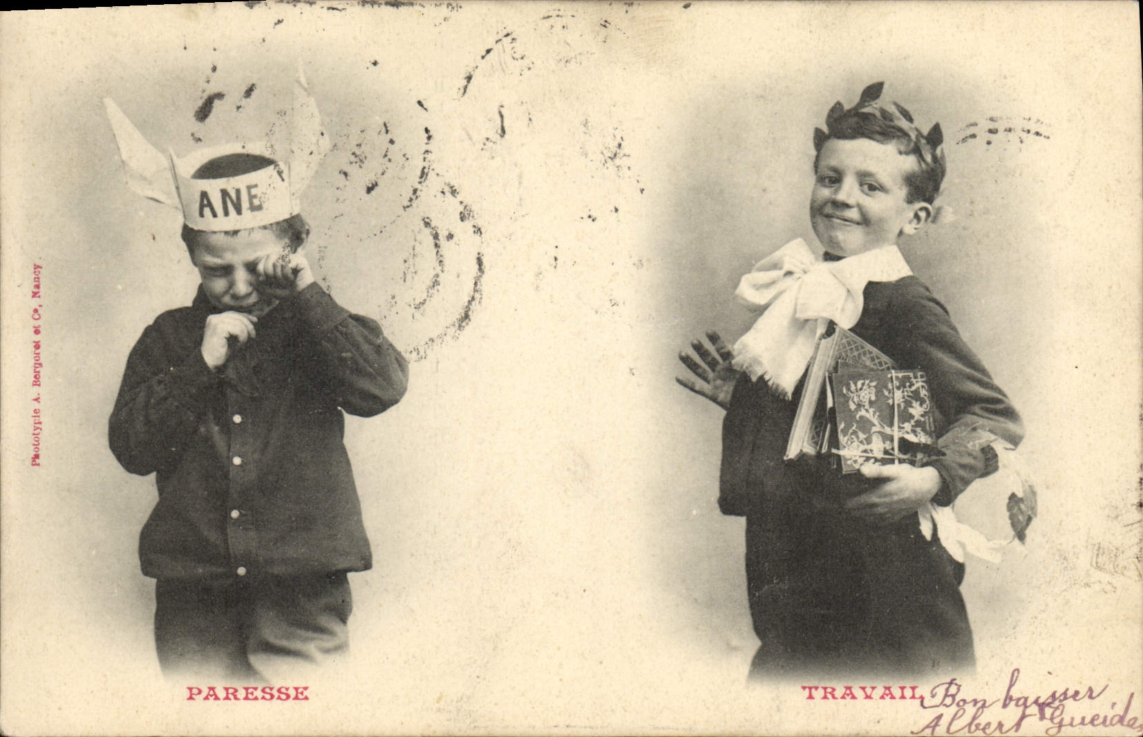 CPA Fantaisie Enfant Paresse Travail