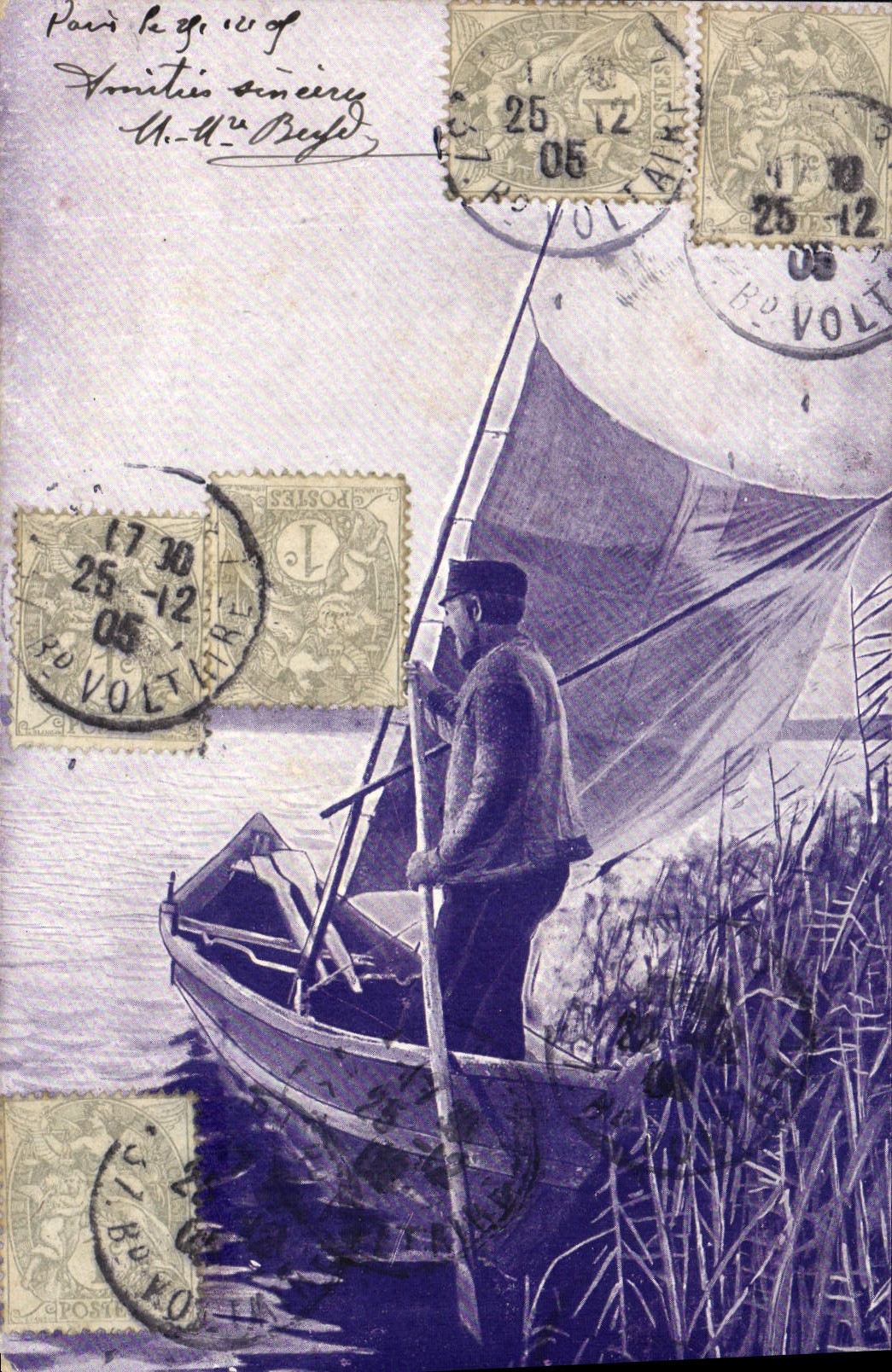 Postal Pesca Pecador Barco