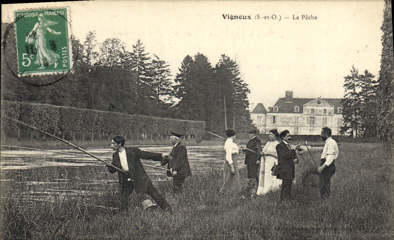 CPA Peche Pecheur Vigneux la peche 