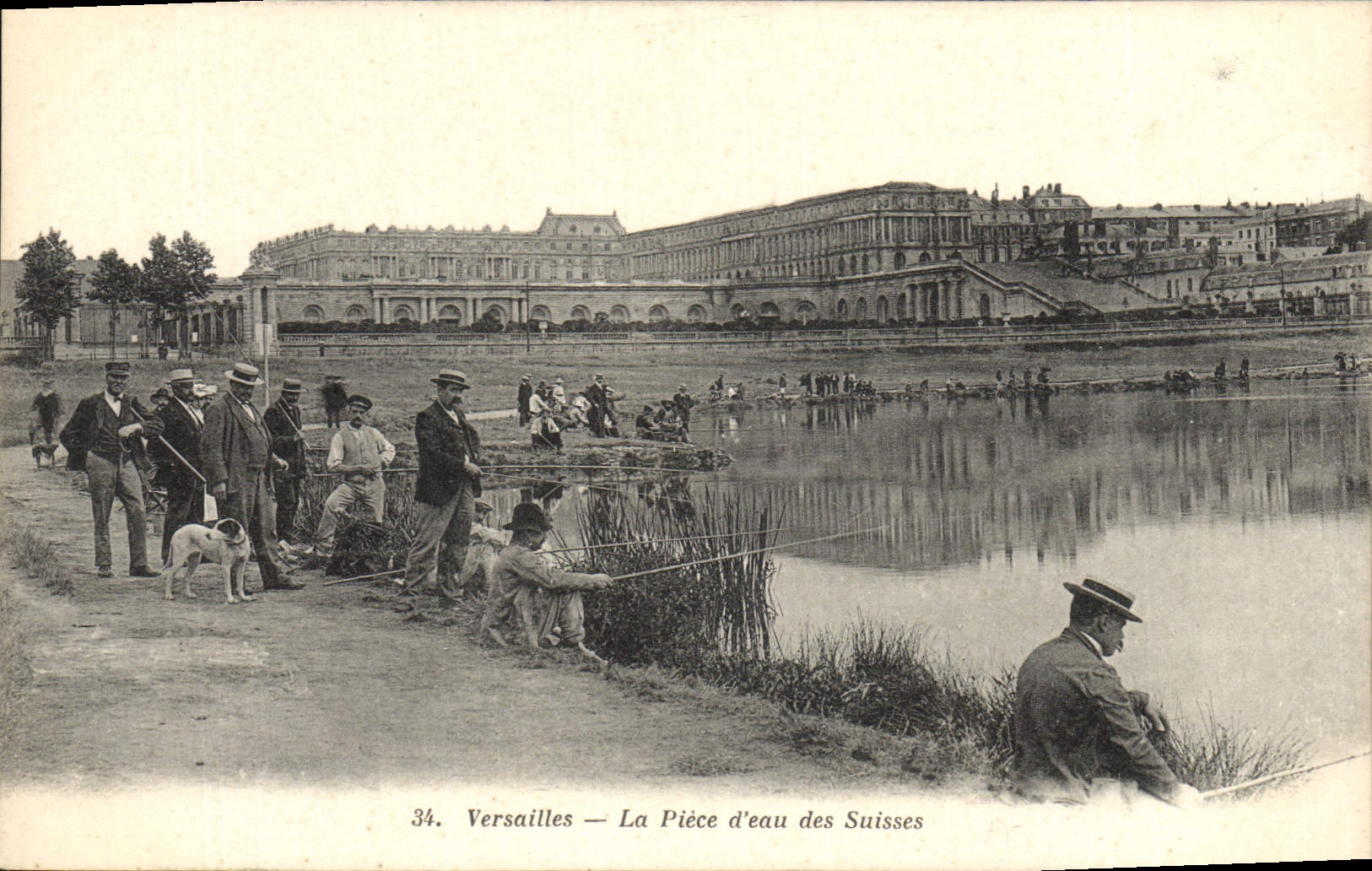 CPA Peche Pecheur Versailles la piece d'eau des Suisses